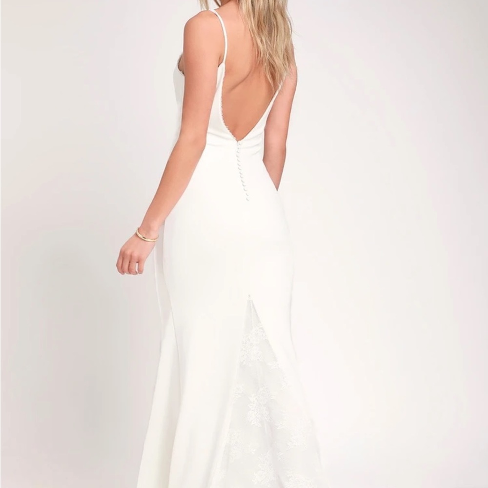 Taliana White Lace Button Back/backless Maxi Dress